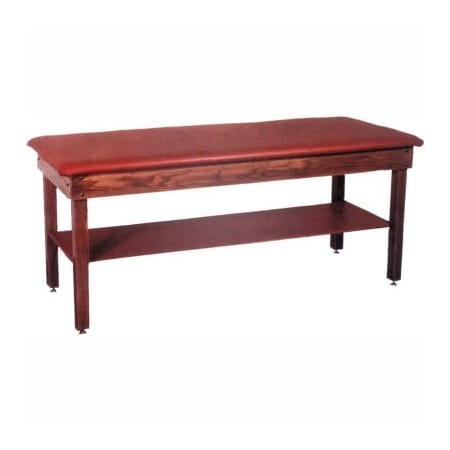 Fabrication Enterprises Wooden Treatment Table with Shelf, Blue Upholstery, Natural Frame, 78"L x 30"W x 30"H 15-1023